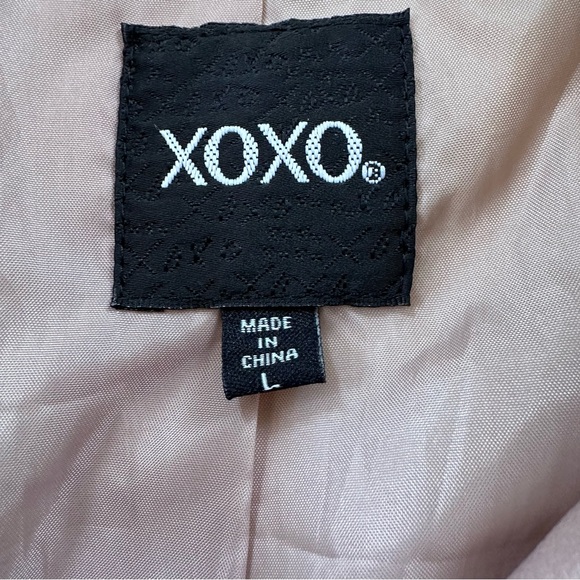 XOXO Embroidered Moto Jacket, Faux Leather, Size Large - Picture 7 of 15